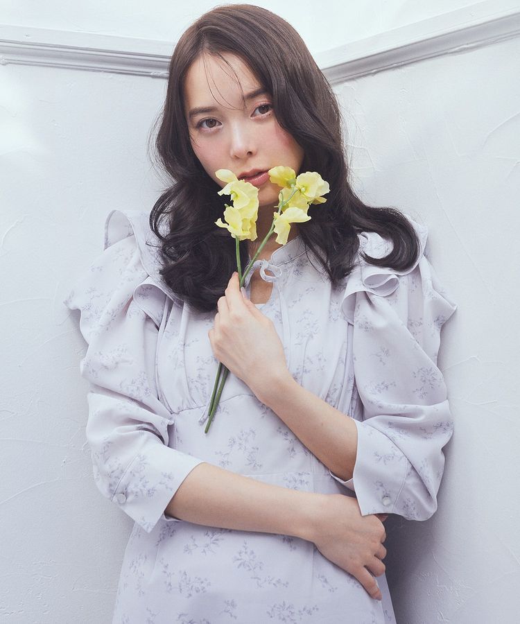 earth music&ecology「ラッフルショルダーフラワーワンピース」|ワンピース|