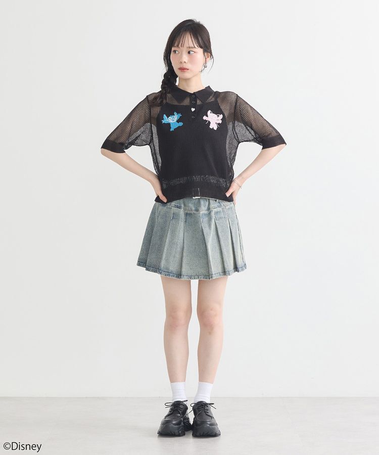 earth music&ecology「スティッチ/刺繍ハートボタンニットポロシャツ」|ニット・セーター|