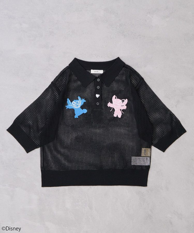 earth music&ecology「スティッチ/刺繍ハートボタンニットポロシャツ」|ニット・セーター|