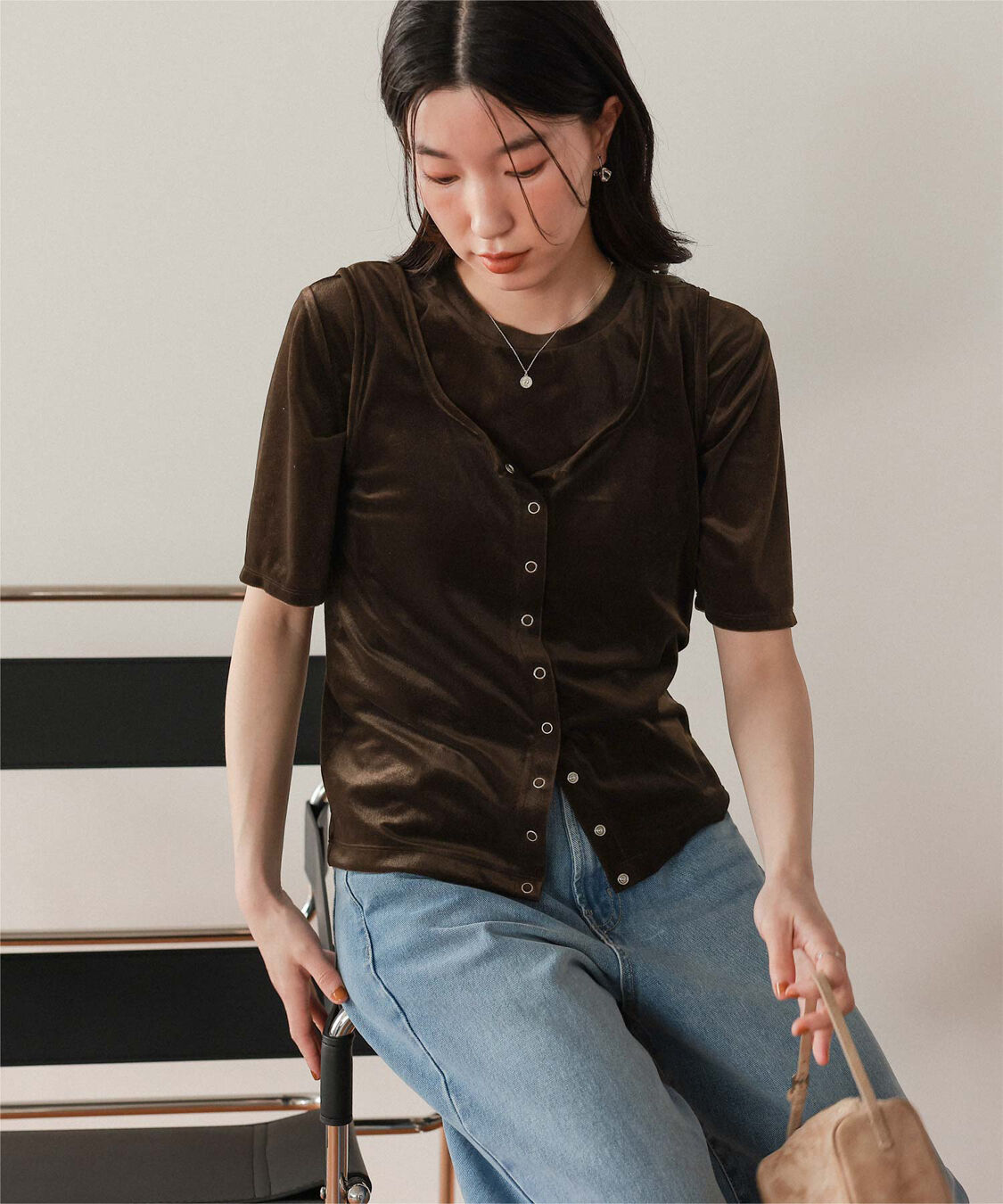 titivate「シアーベロア半袖Tシャツ」|Tシャツ・カットソー|