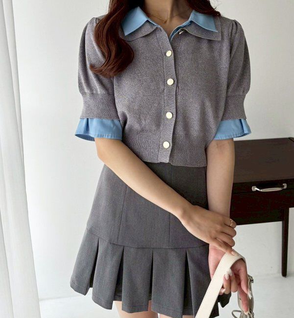  「今期トレンド/重ね襟半袖ニット」|ニット・セーター|