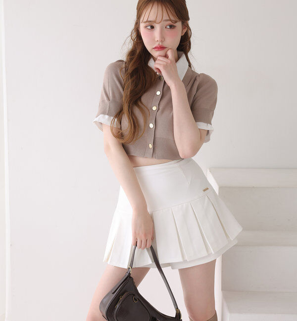  「今期トレンド/重ね襟半袖ニット」|ニット・セーター|