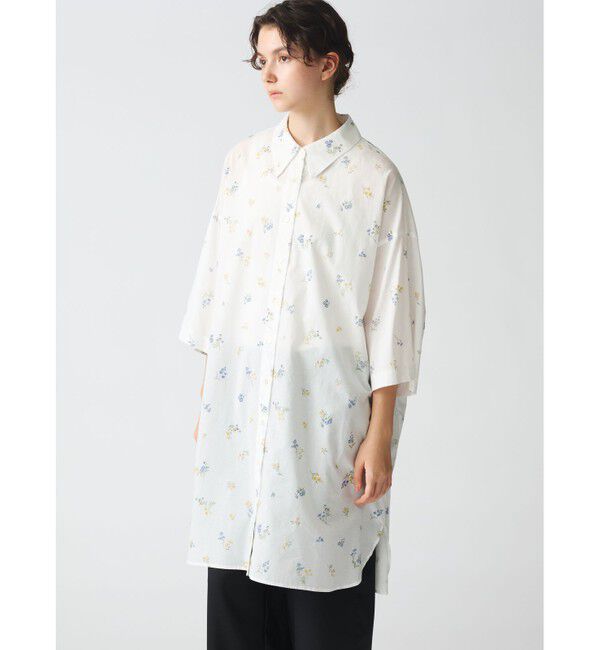 mizuiro ind「mizuiro ind スモールフラワープリントシャツワンピース」|ワンピース|