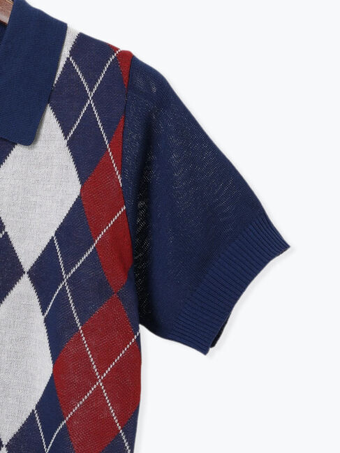 Te chichi TERRASSE「アーガイル開襟ニット」|ニット・セーター|