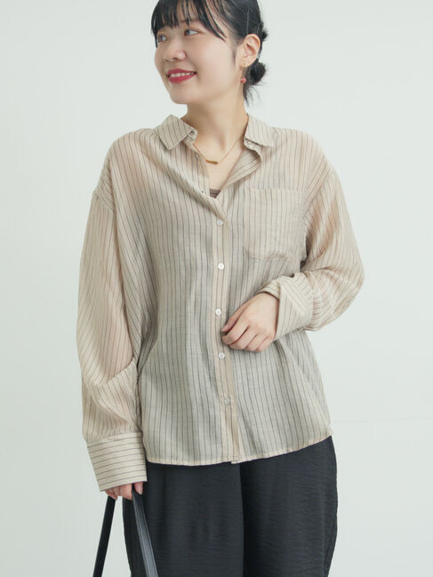 Samansa Mos2「柄アソートシアーシャツ」|シャツ・ブラウス|ベージュ