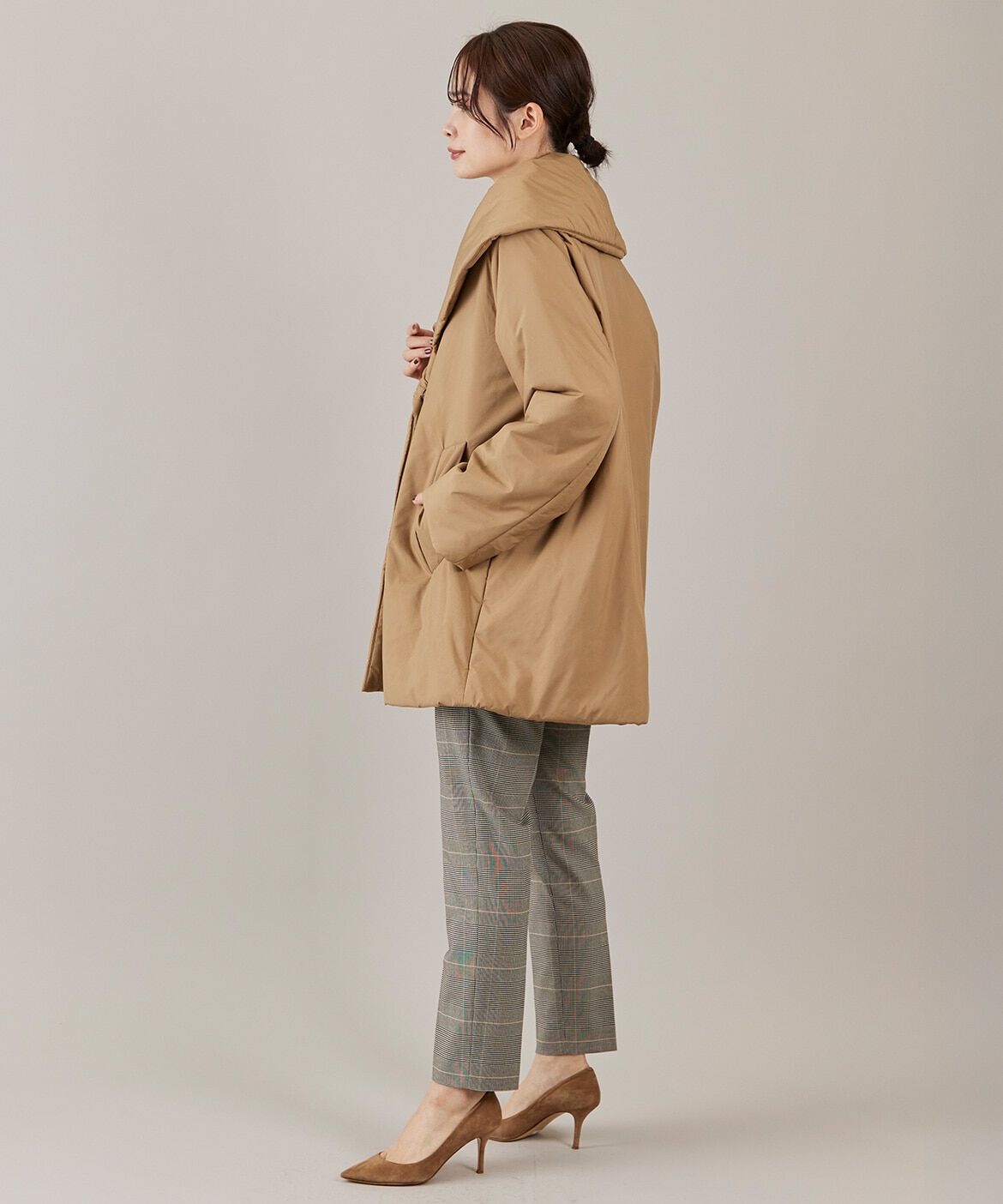 INED「ショールカラーミドル丈中綿コート《LIMONTA EAST》」|ピーコート|