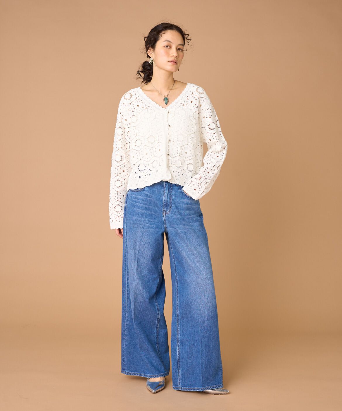 INED「クロシェ編みカーディガン」|カーディガン|