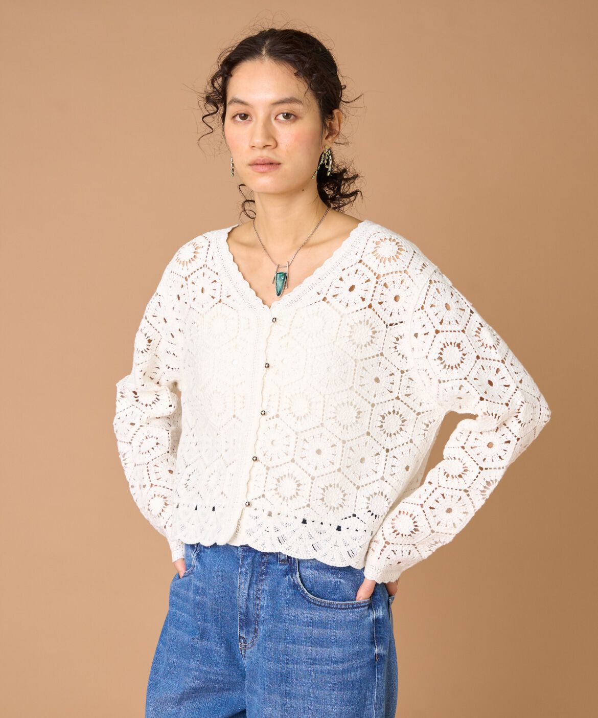 INED「クロシェ編みカーディガン」|カーディガン|