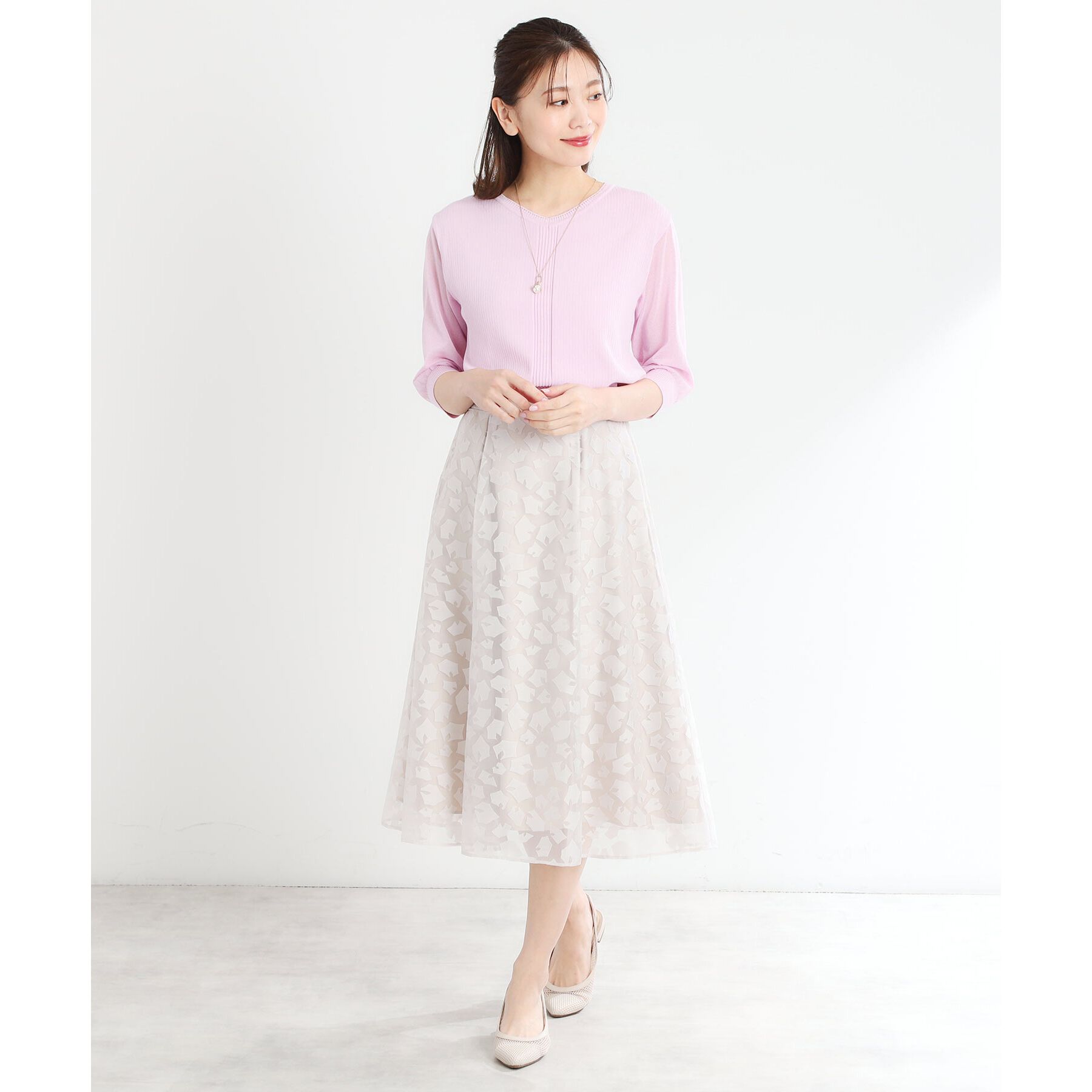 Reflect「【WEB先行カラーあり／手洗い可】透かし柄デザインニット」|ニット・セーター|