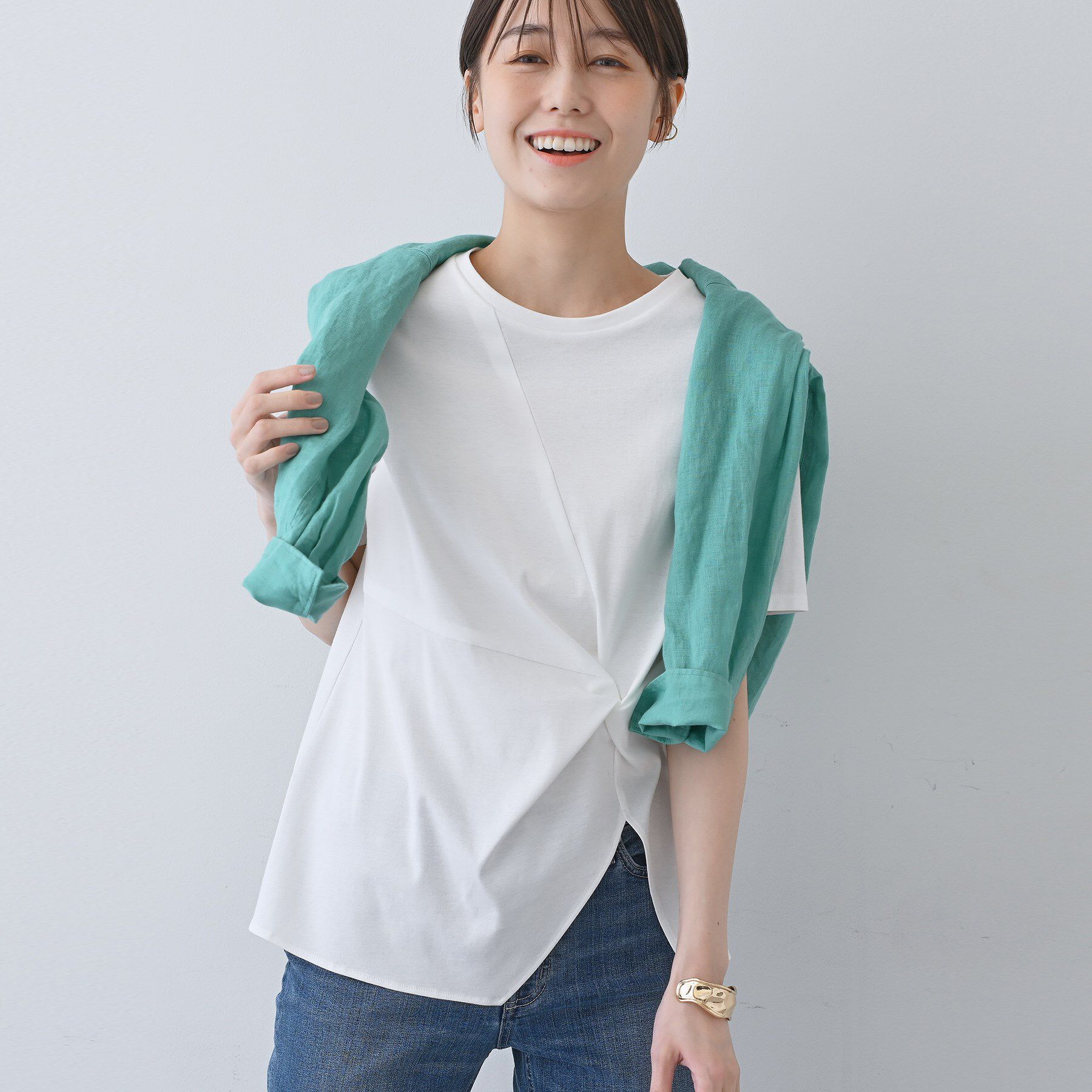 INDIVI「【洗える】ねじりデザインTシャツ」|Tシャツ・カットソー|オフホワイト(003