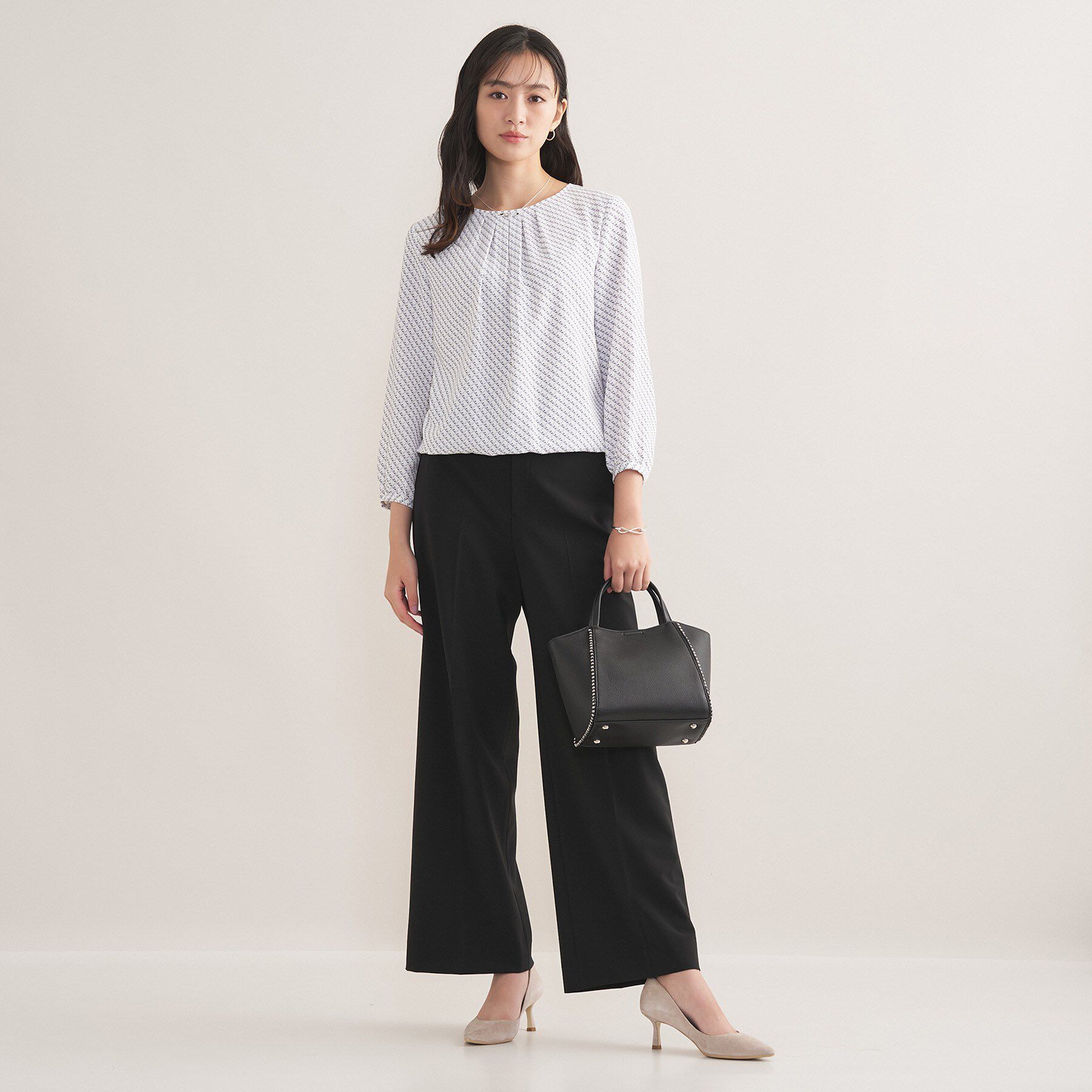 INDIVI「【セレモニー／洗える／透けにくい】ダイヤ柄プリントブラウス」|シャツ・ブラウス|