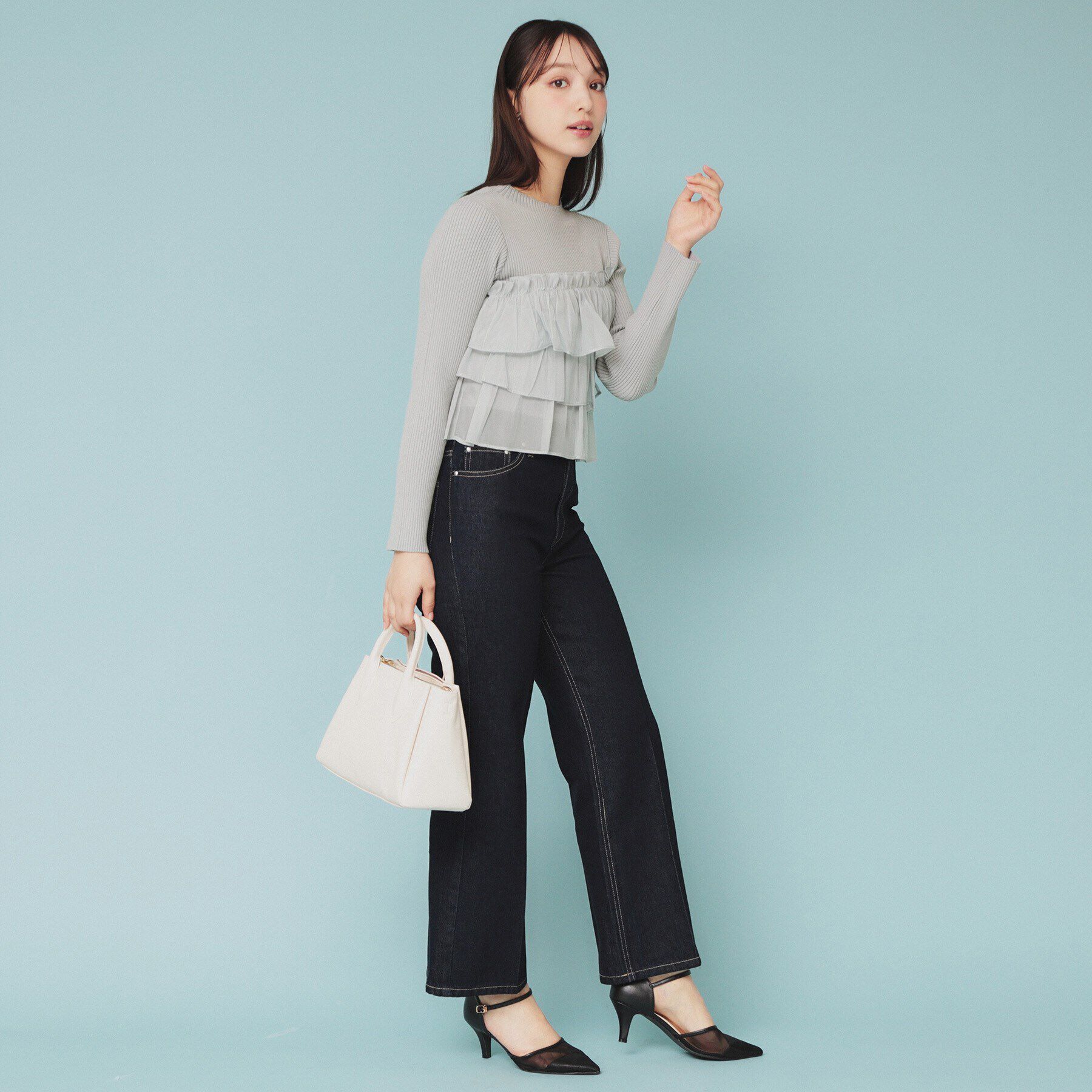 index「《5color》ティアードフリルリブニット【洗濯機洗い可】」|ニット・セーター|