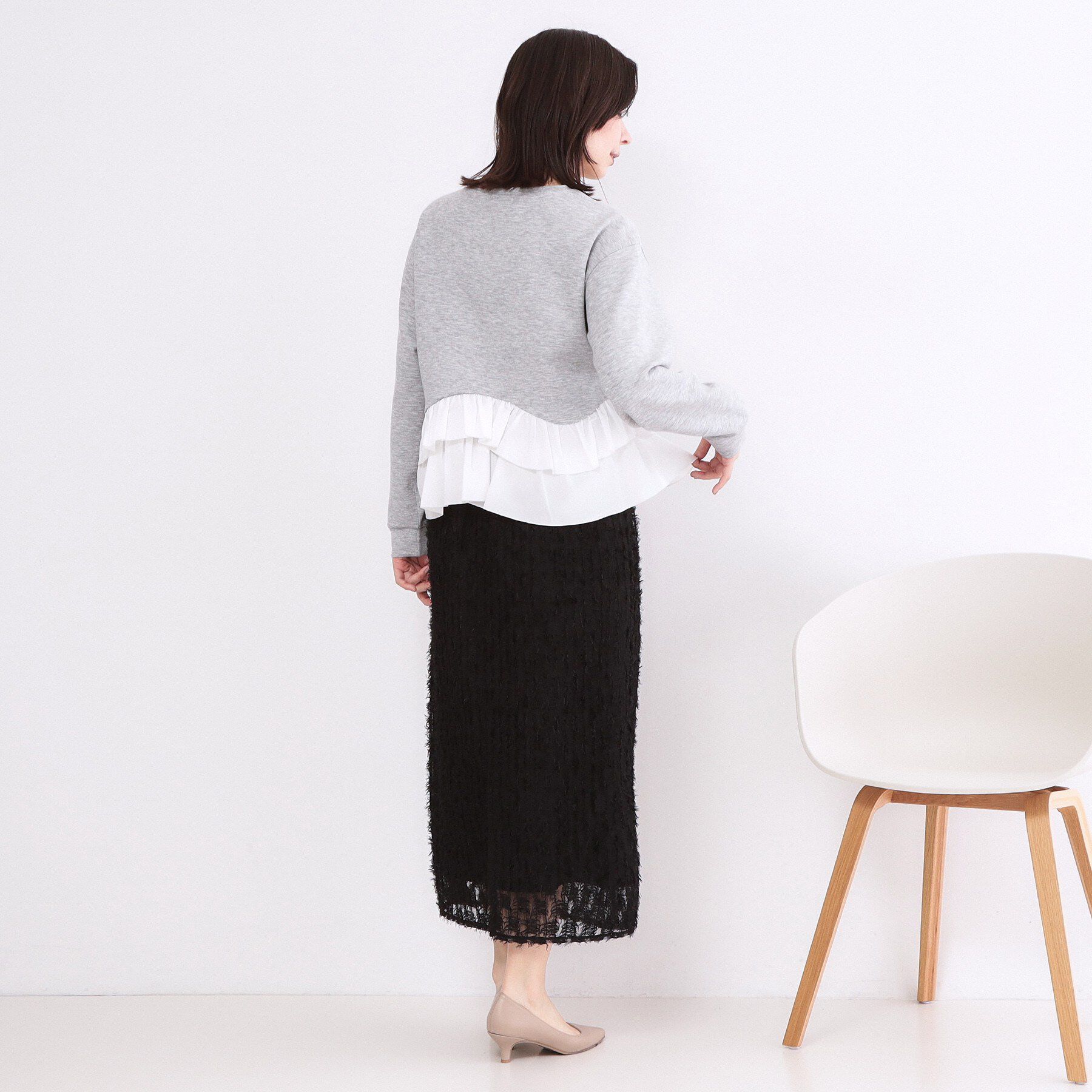 OPAQUE.CLIP「裾フリルドッキングトップス【洗濯機OK】」|Tシャツ・カットソー|