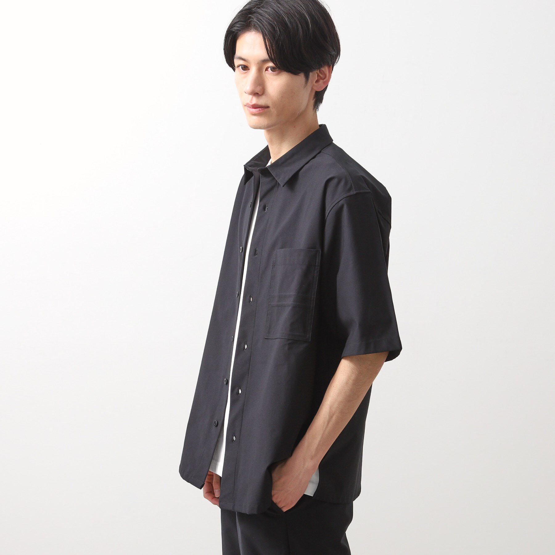 THE SHOP TK「パーフェクテックツイル5分袖シャツ【セットアップ可/吸水速乾/UVカット/アンチピリング】」|シャツ・ブラウス|