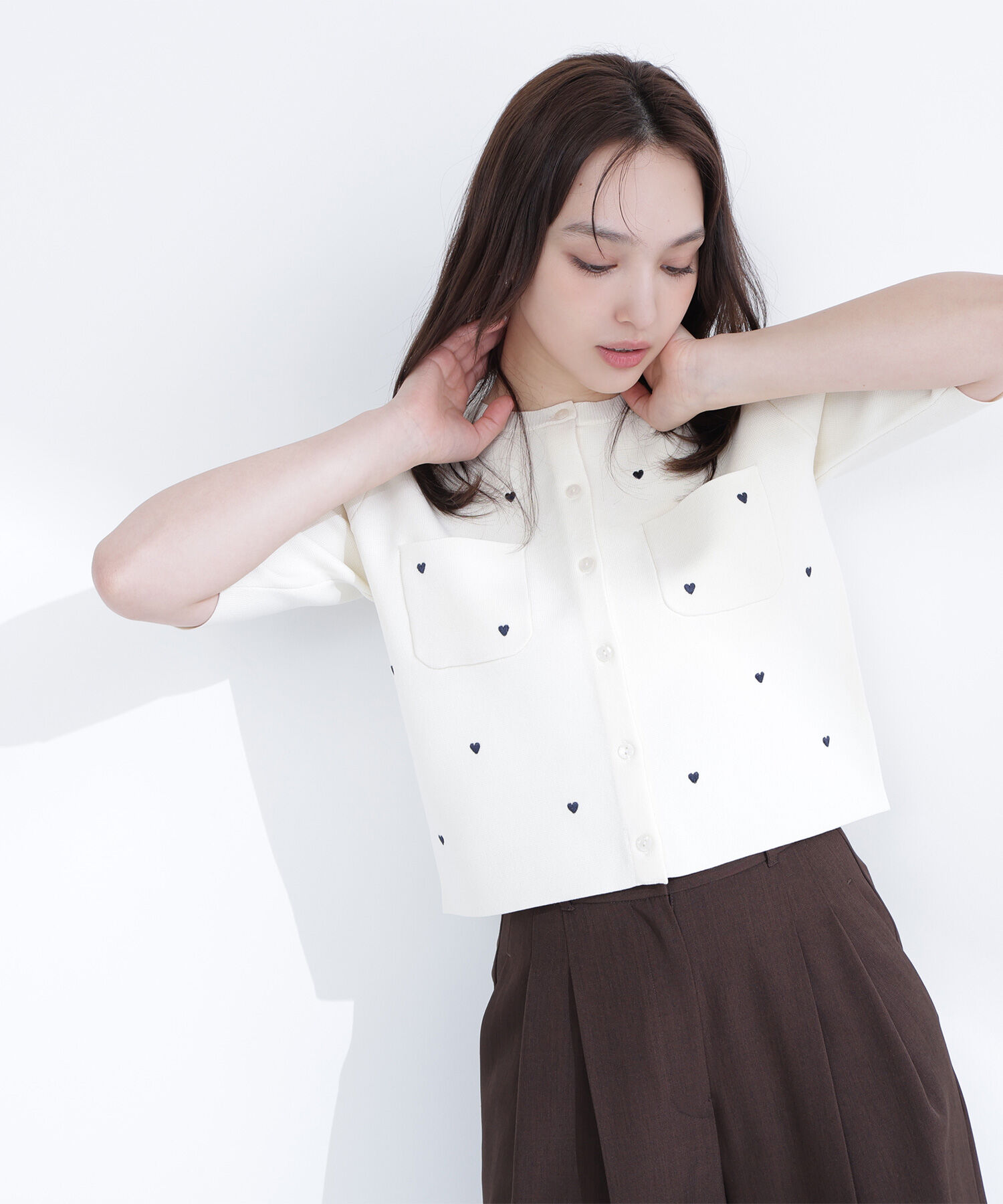  「ハート刺繍ニットジャケット」|ニット・セーター|