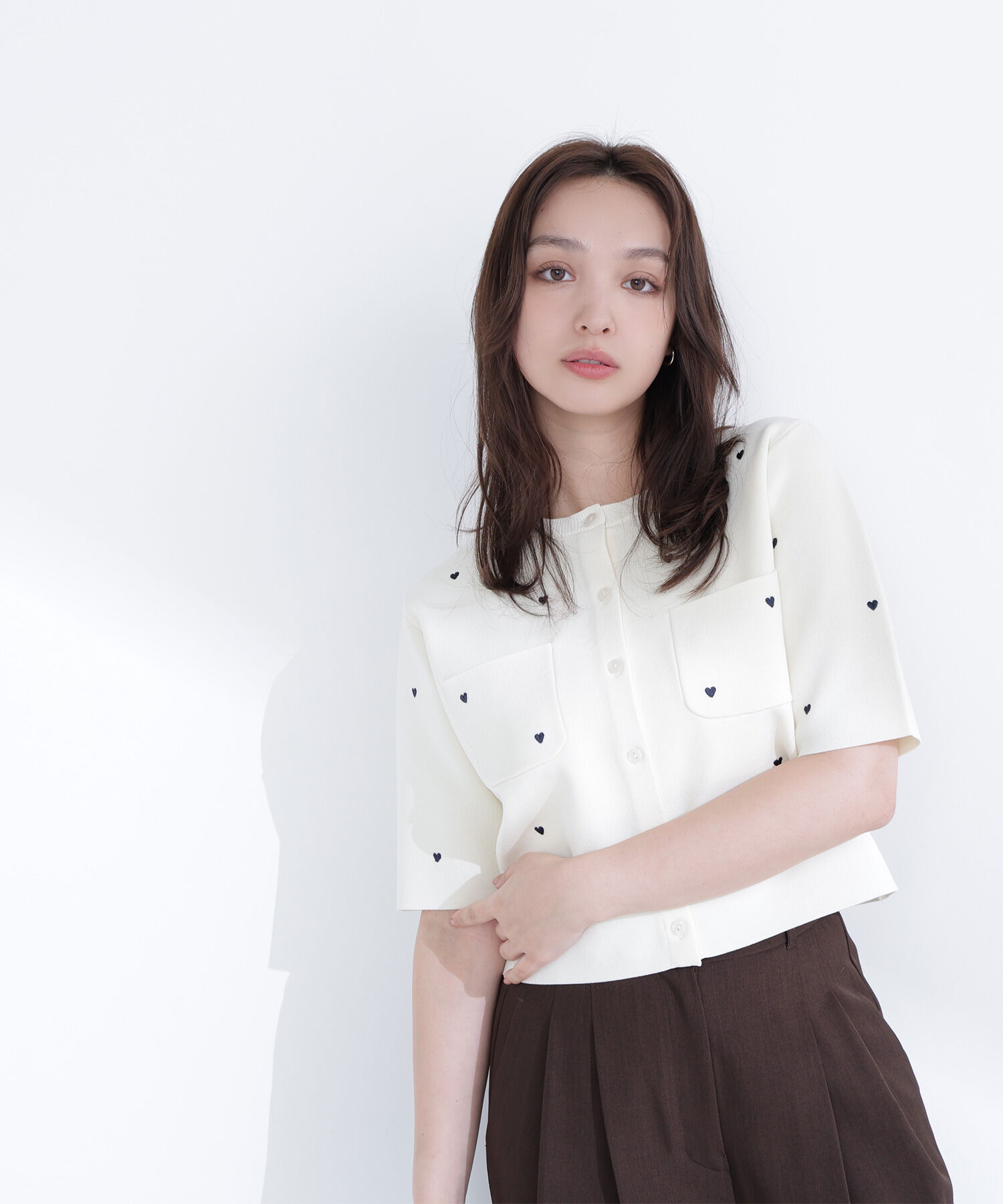  「ハート刺繍ニットジャケット」|ニット・セーター|