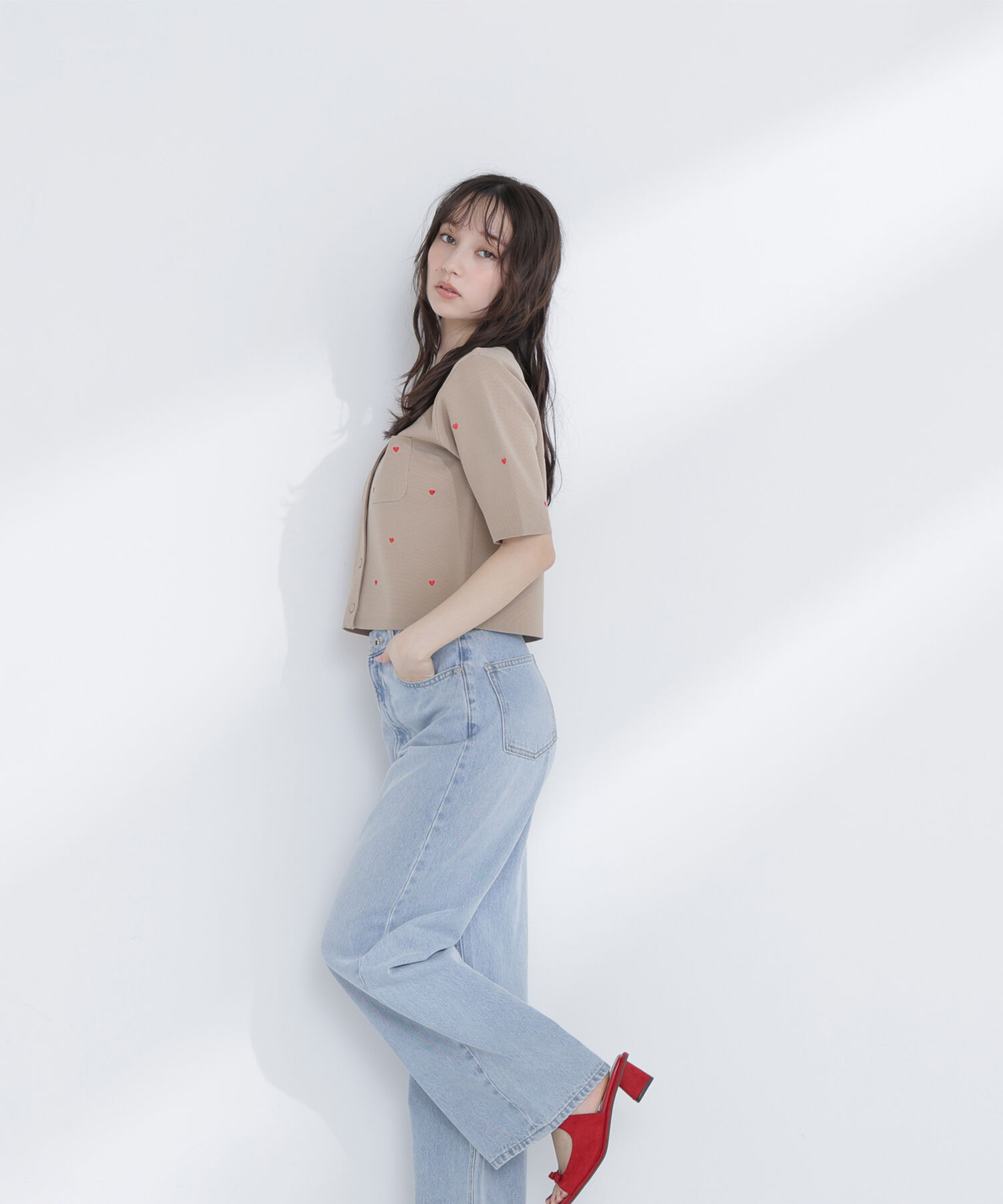  「ハート刺繍ニットジャケット」|ニット・セーター|