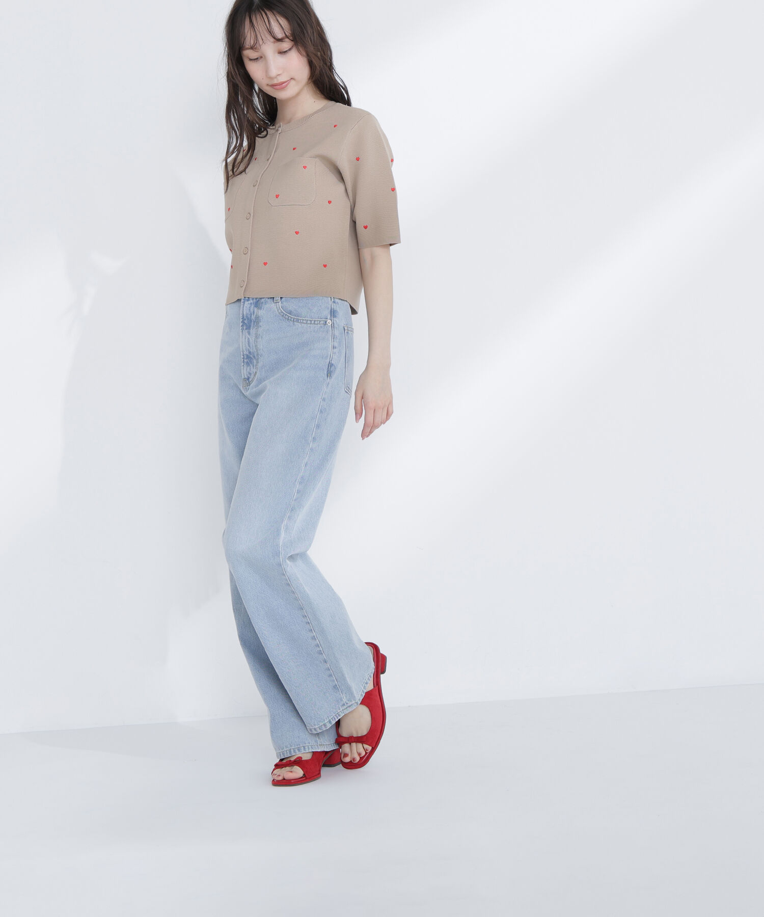  「ハート刺繍ニットジャケット」|ニット・セーター|