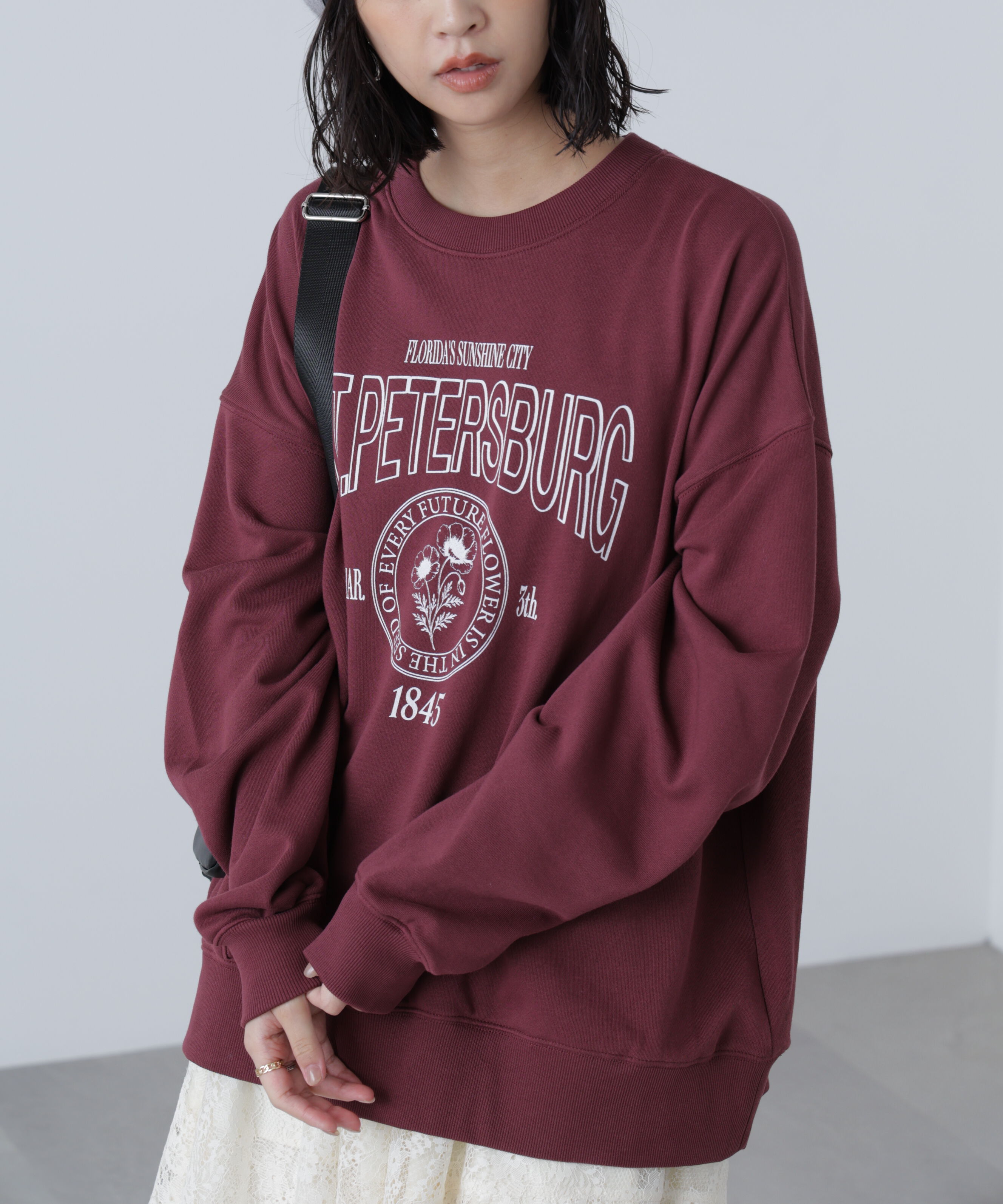  「アソートカレッジロゴビッグスウェット」|Tシャツ・カットソー|ボルドー2