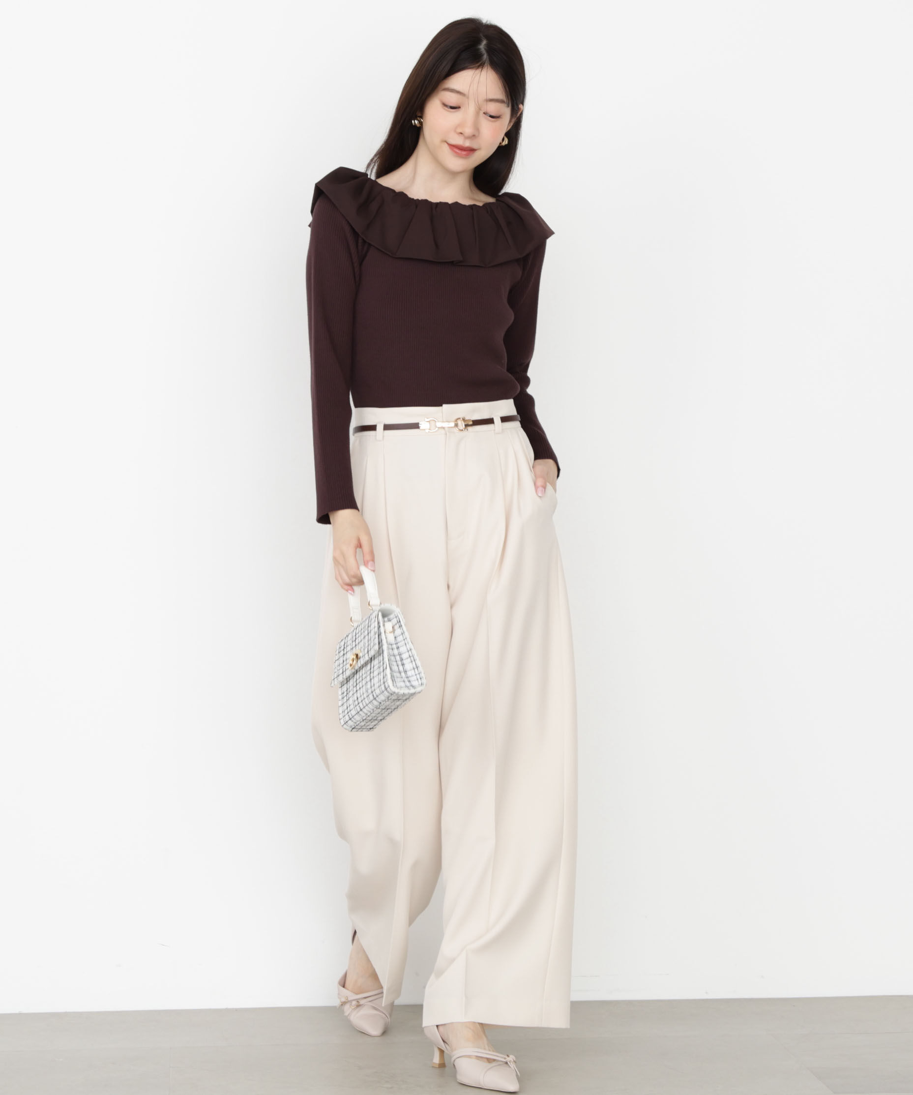 PROPORTION BODY DRESSING「フリルオフショル2wayニット 25AW」|ニット・セーター|