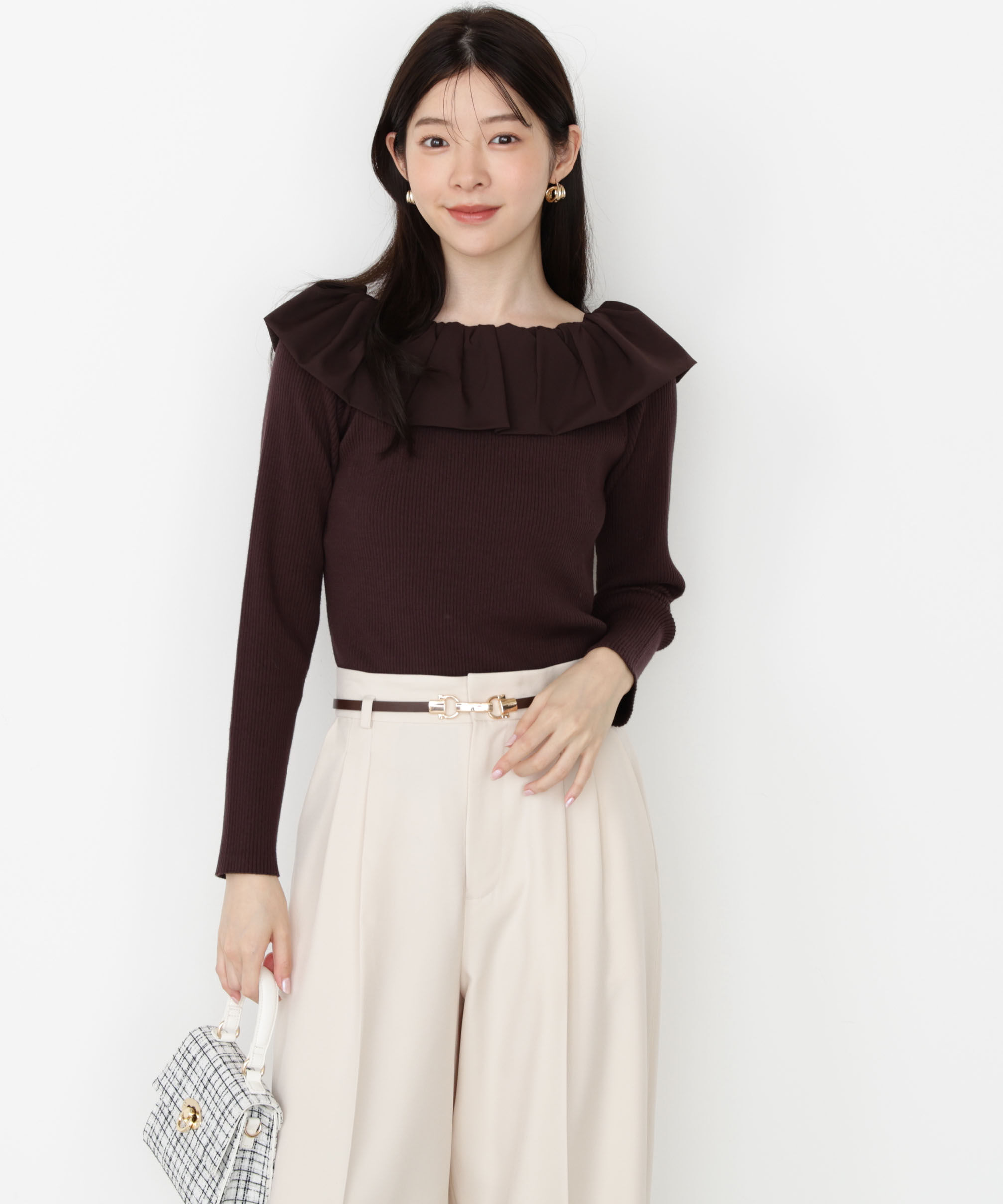 PROPORTION BODY DRESSING「フリルオフショル2wayニット 25AW」|ニット・セーター|