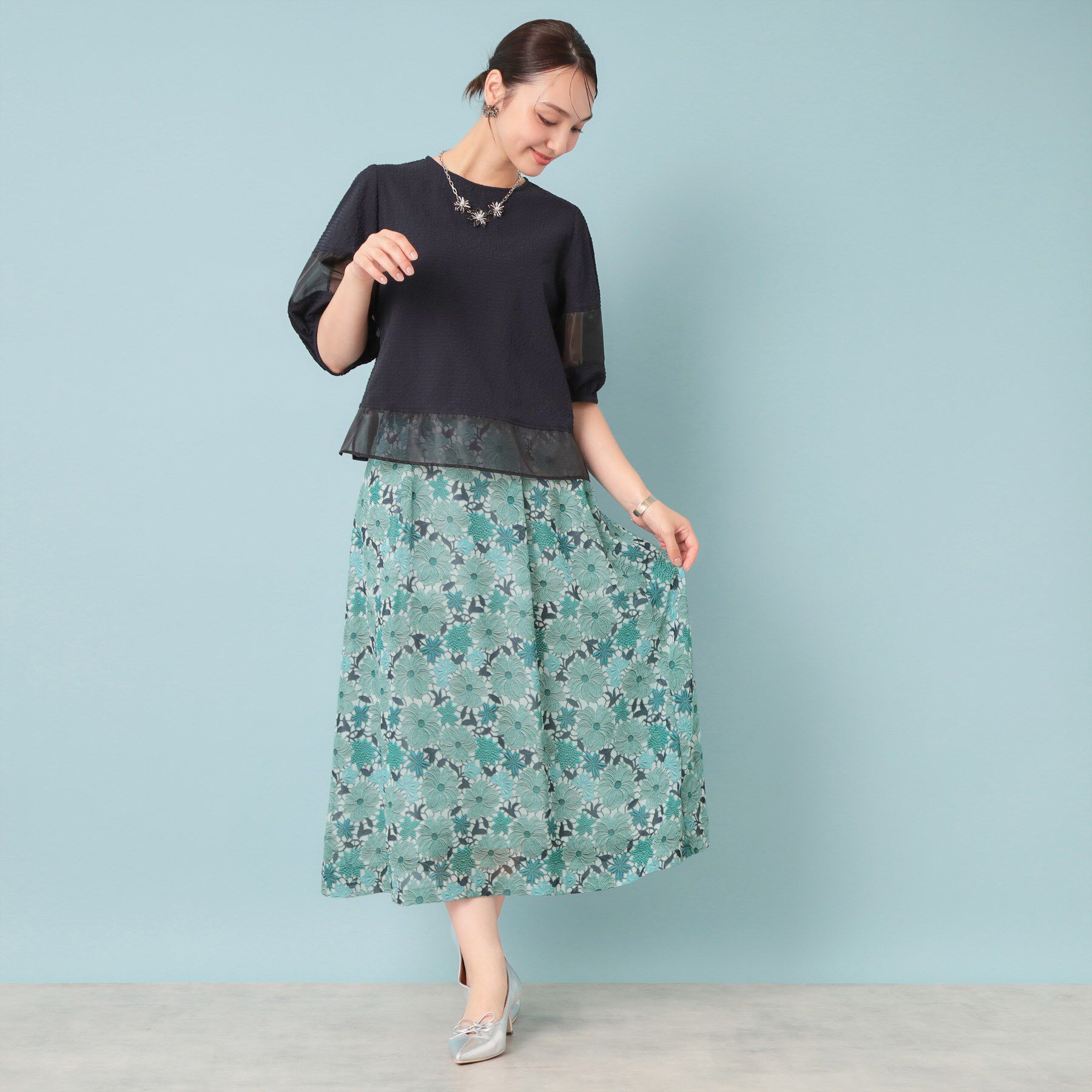 SunaUna「【&yours project／S～L】レース柄フレアスカート」|スカート|