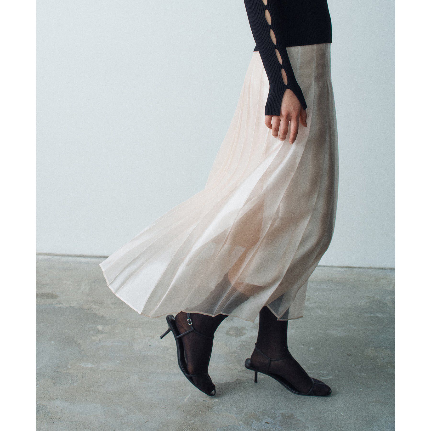 CODE A「shiny sheer pleated skirt」|スカート|