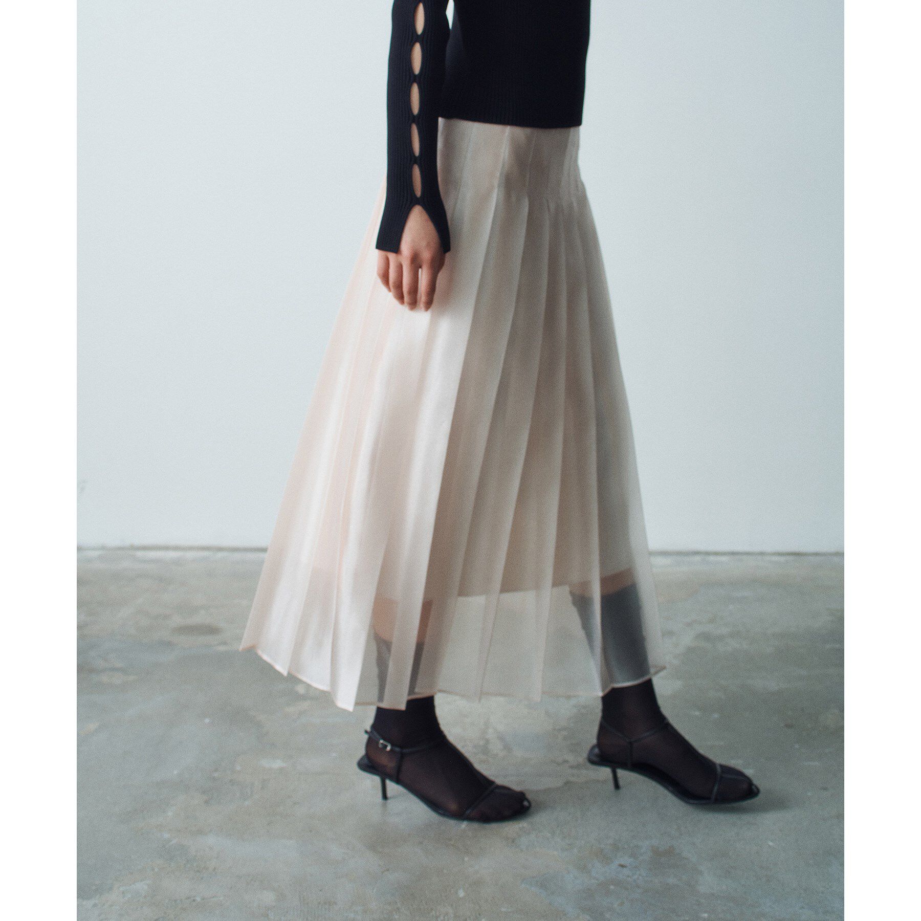 CODE A「shiny sheer pleated skirt」|スカート|