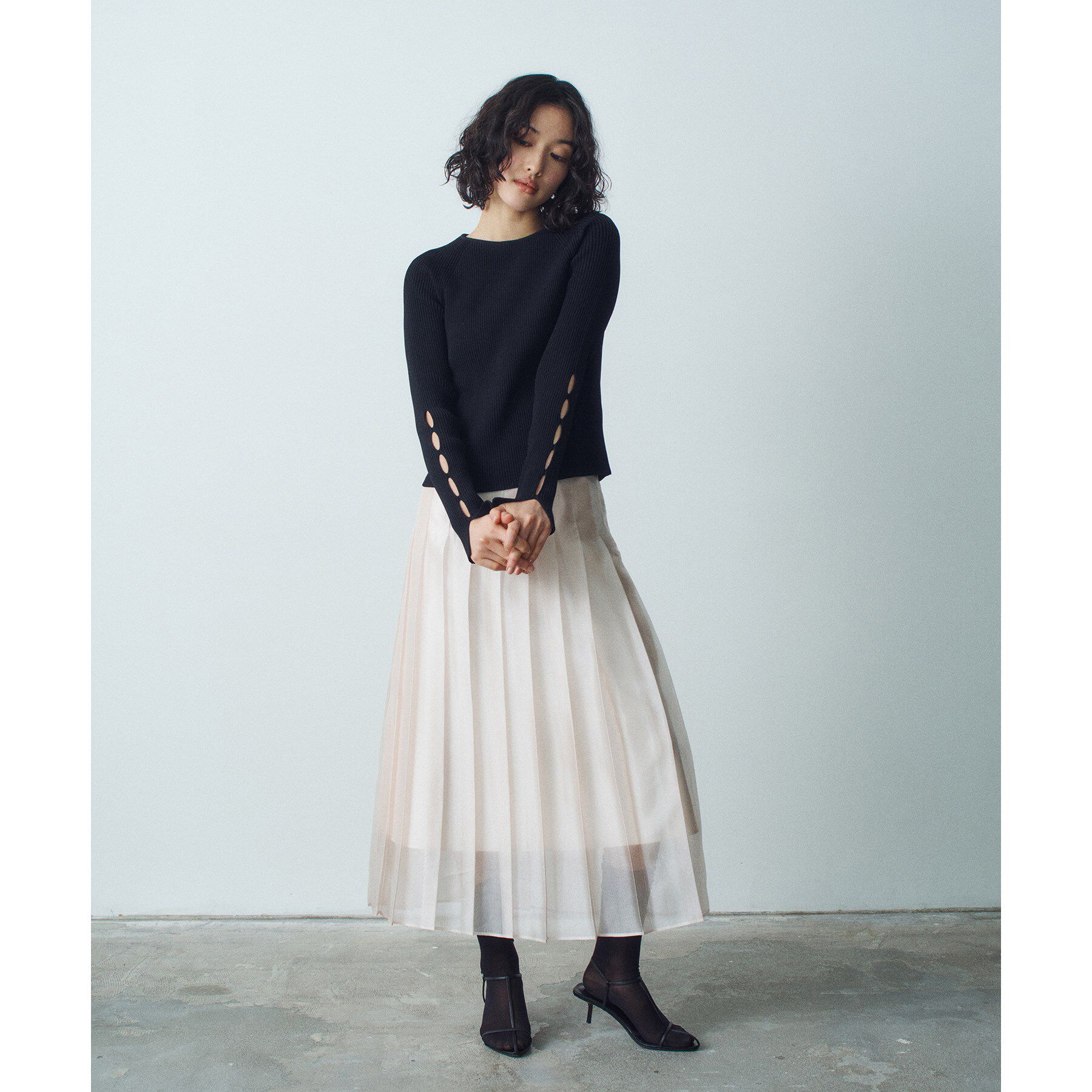 CODE A「shiny sheer pleated skirt」|スカート|