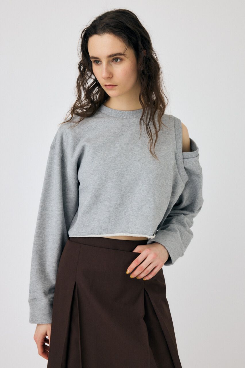 MOUSSY「SHOULDER CUT CROPPED トップス」|パーカー|