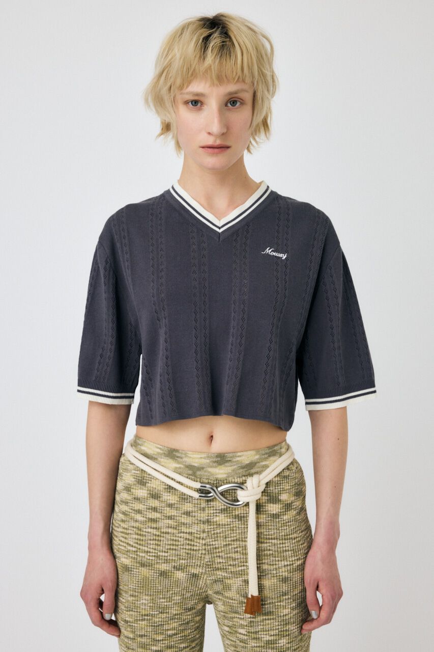 MOUSSY「MOUSSY CROPPED KNIT Tシャツ」|ニット・セーター|