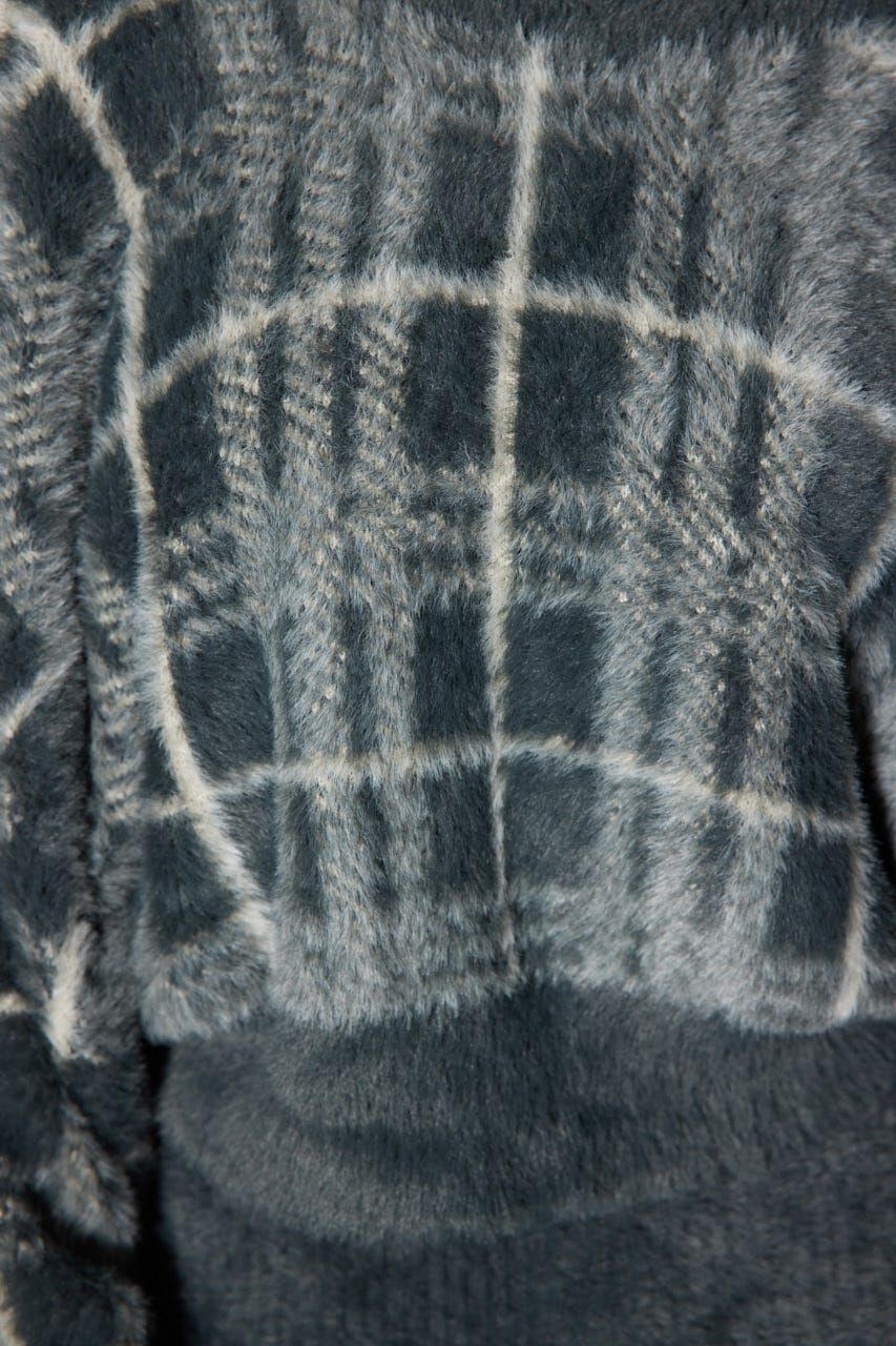 rienda「チェックジャガードカーディガンSETオフタートルニットミニワンピース」|ワンピース|