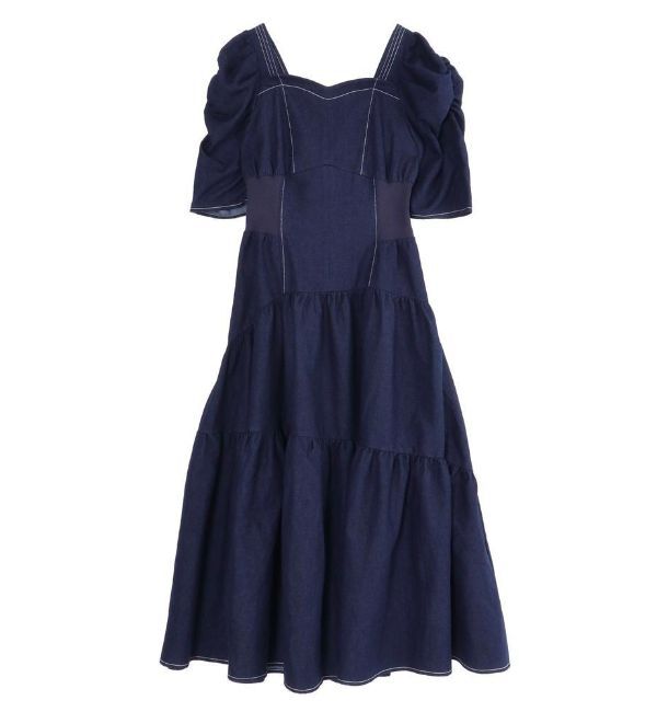 CALNAMUR「WAIST SHAPE DENIM OP/ウエストシェイプデニムワンピース」|ワンピース|