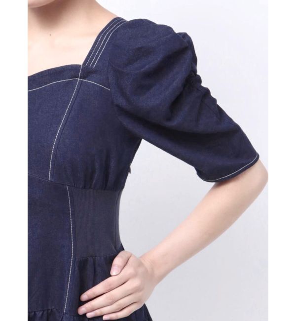 CALNAMUR「WAIST SHAPE DENIM OP/ウエストシェイプデニムワンピース」|ワンピース|