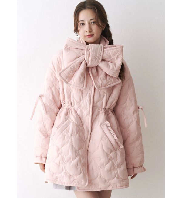 CALNAMUR「マフラー付きパフコート」|その他|ピンク
