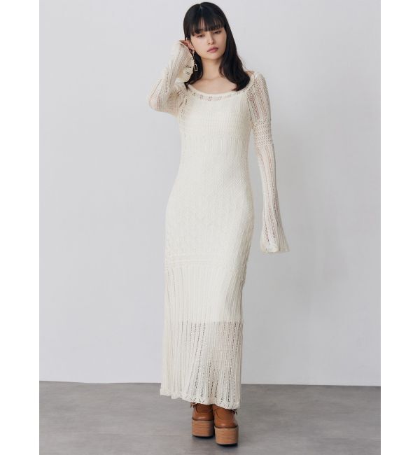 MURUA「バイカラークロシェニットワンピース」|ワンピース|