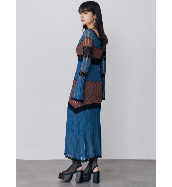 MURUA「バイカラークロシェニットワンピース」|ワンピース|