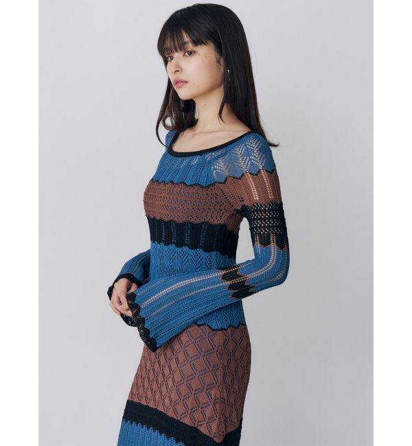 MURUA「バイカラークロシェニットワンピース」|ワンピース|