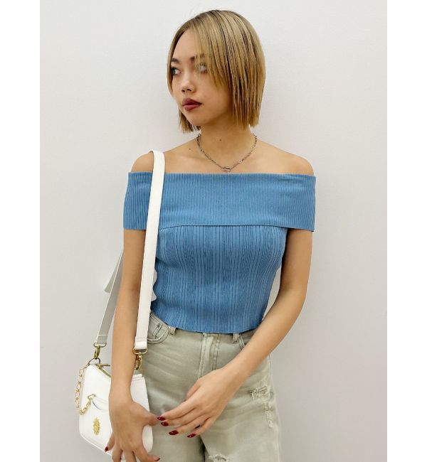 EVRIS「オフショルリブニットトップス」|ニット・セーター|