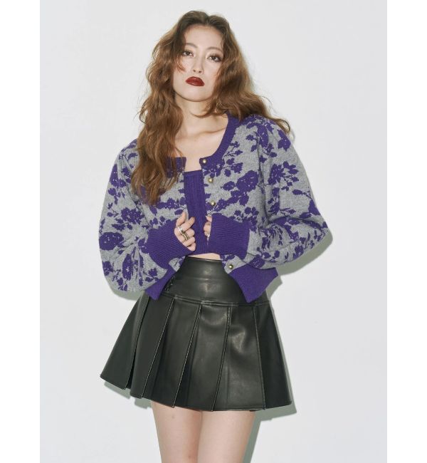 EVRIS「ヴィンテージライクフェイクレザープリーツミニスカート【セットアップ着用可能】」|スカート|