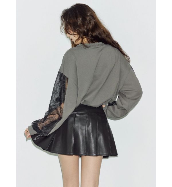 EVRIS「ヴィンテージライクフェイクレザープリーツミニスカート【セットアップ着用可能】」|スカート|