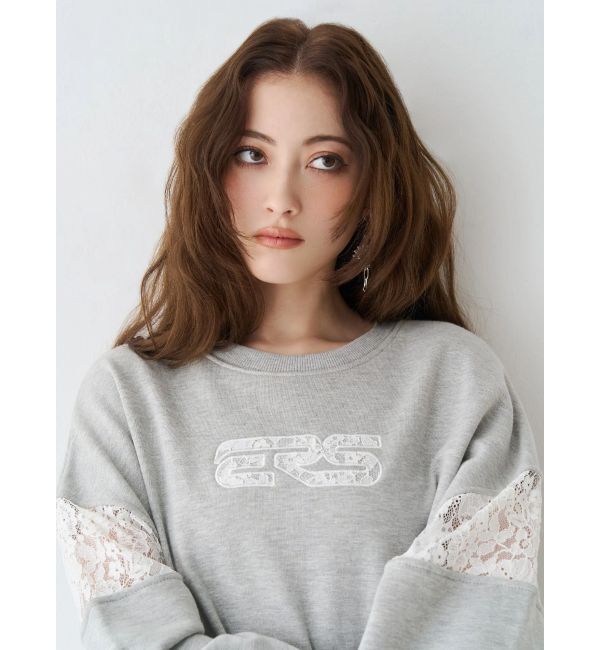EVRIS「レースEmbroideryスウェットトップス」|スウェット・ジャージ|