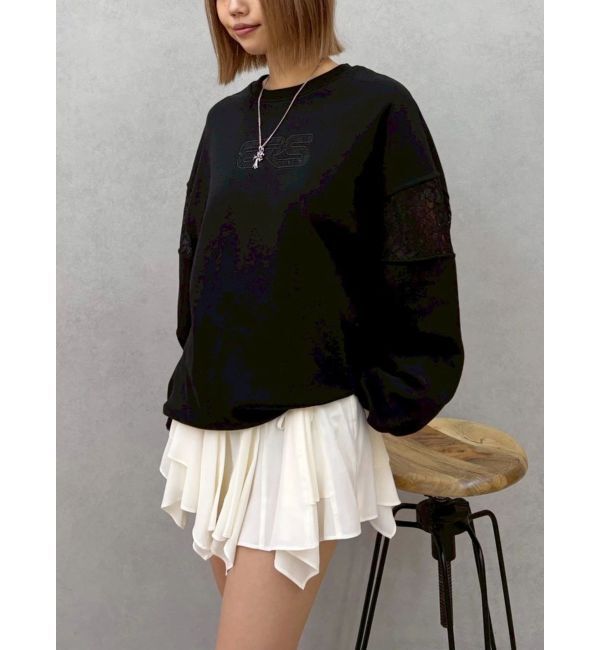 EVRIS「レースEmbroideryスウェットトップス」|スウェット・ジャージ|