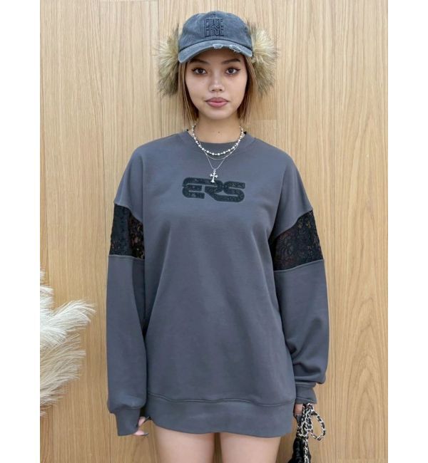 EVRIS「レースEmbroideryスウェットトップス」|スウェット・ジャージ|