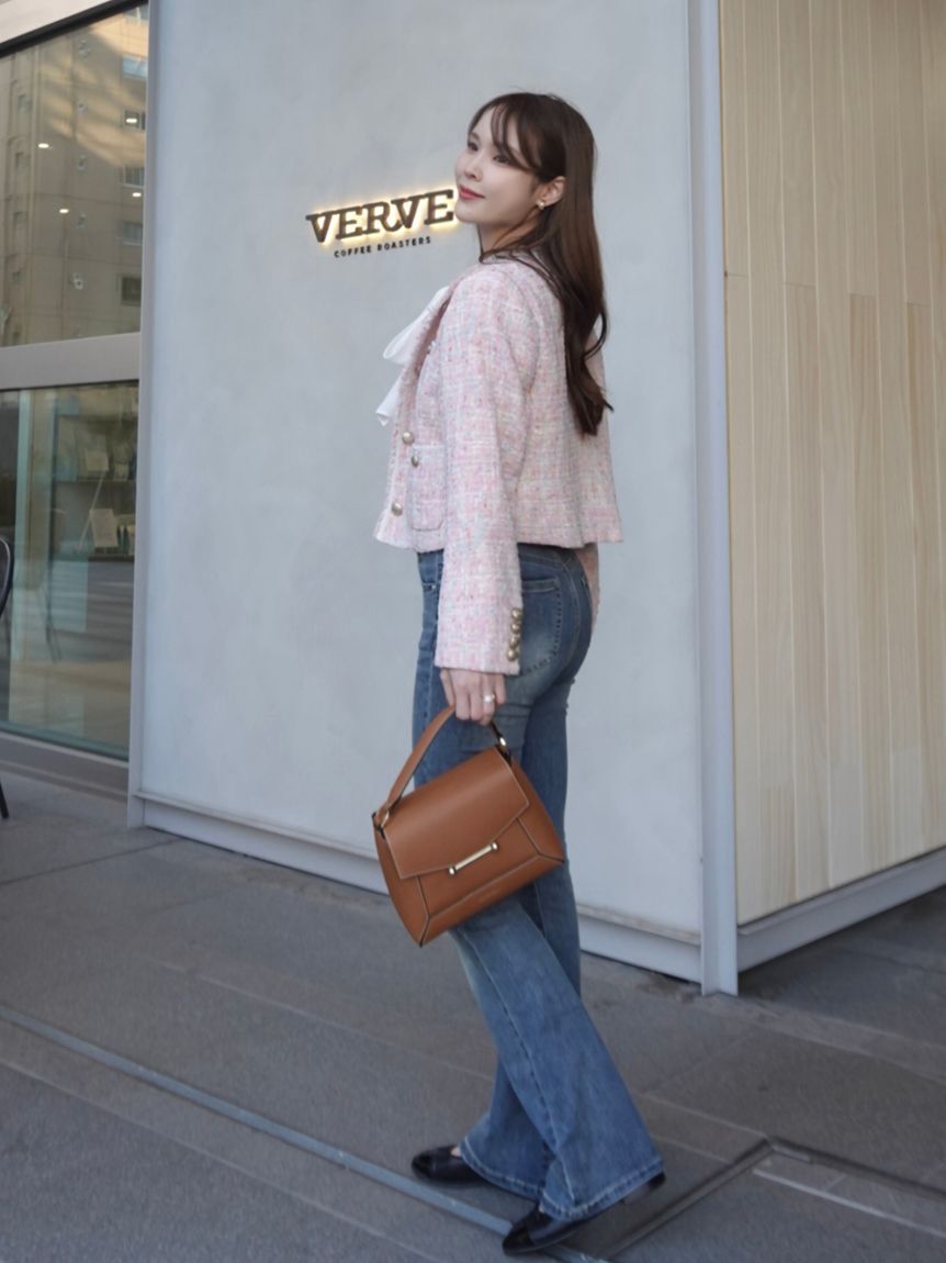 CELFORD「フリンジツイードジャケット」|ノーカラージャケット|