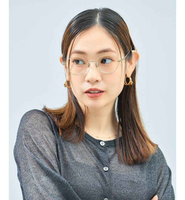  「Zoff｜UNITED ARROWS メガネ | [Stylish] チタン 伊達メガネ ユナイテッドアローズ   レンズ交換券付」|メガネ|ゴールド