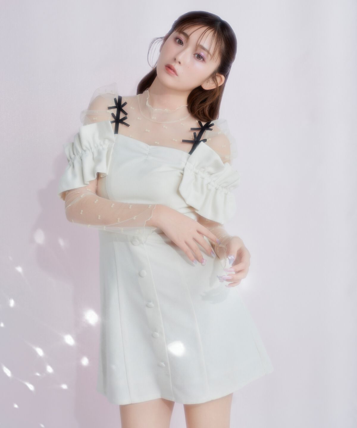 REDYAZEL「シャーリングショルダーミニワンピース」|ワンピース|オフ