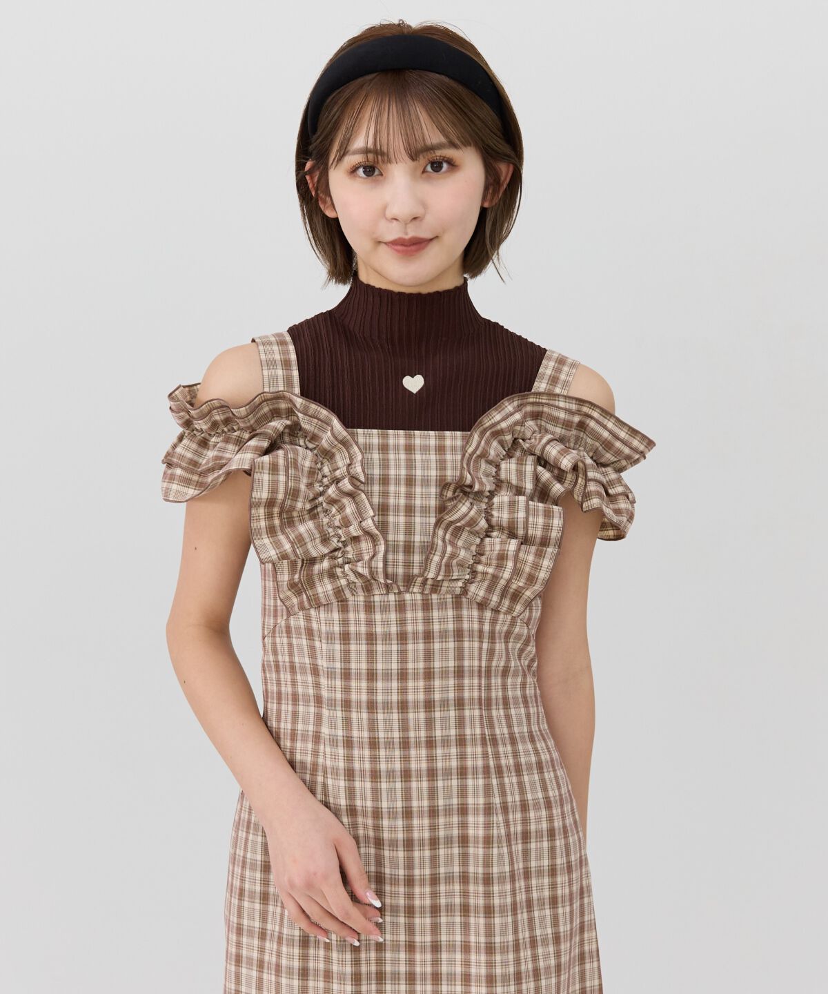 REDYAZEL「2wayフリルショルダーチェックワンピース」|ワンピース|