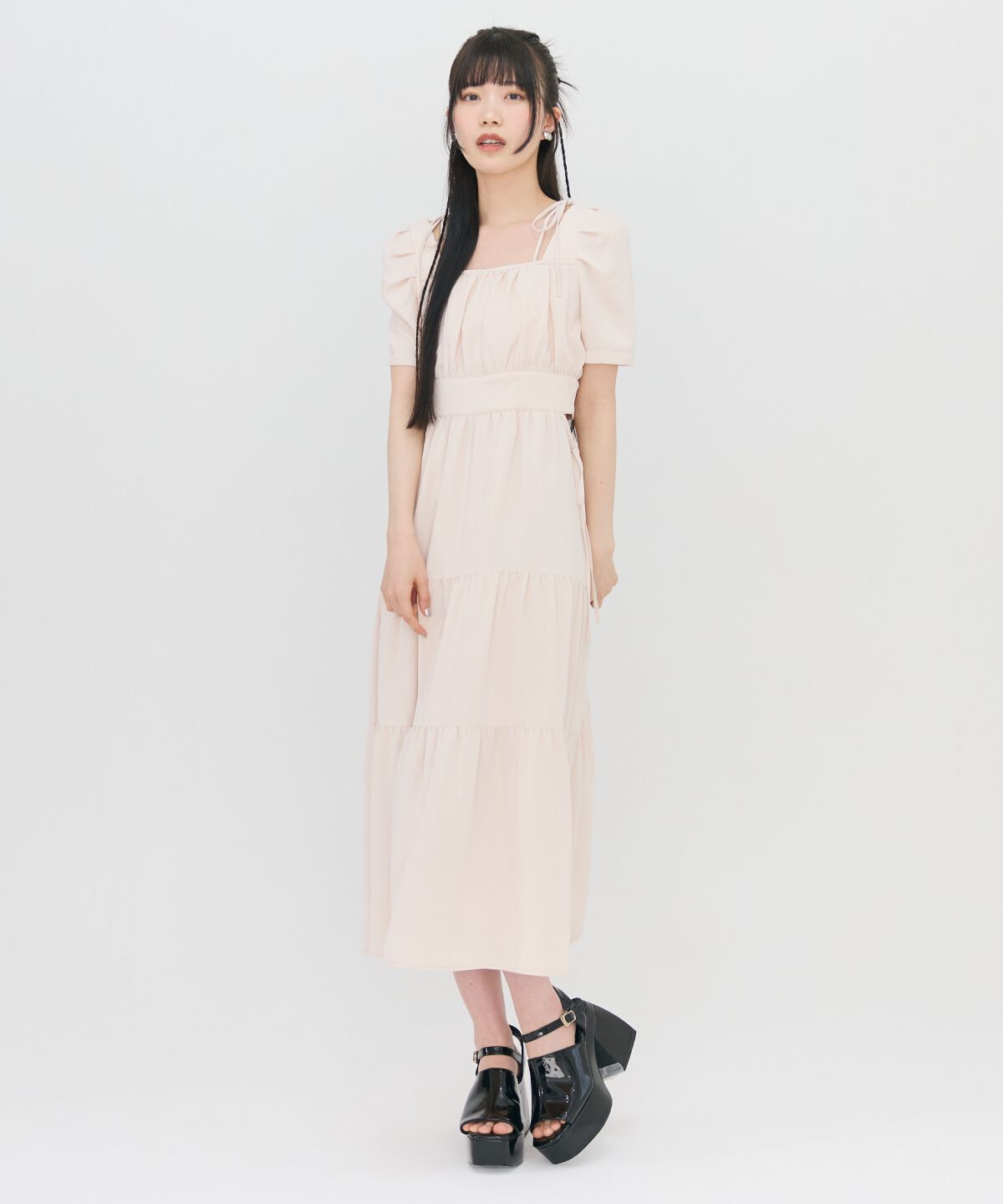 REDYAZEL「サイドリボンカットティアードワンピース」|ワンピース|