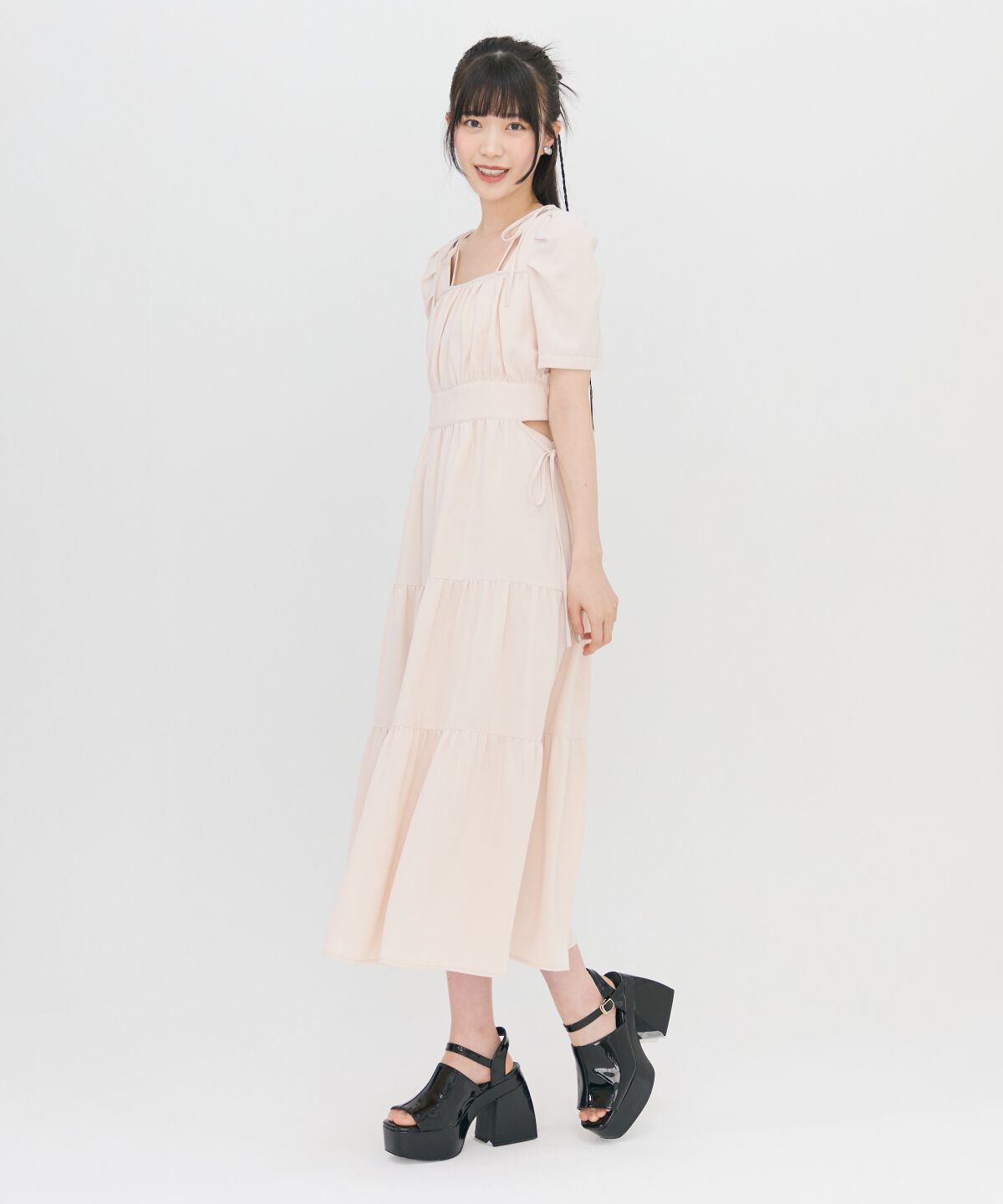 REDYAZEL「サイドリボンカットティアードワンピース」|ワンピース|